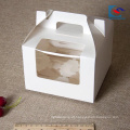 Caixa de papel personalizada do bolo do rosa do quadrado do papel do produto comestível do logotipo com janela clara
